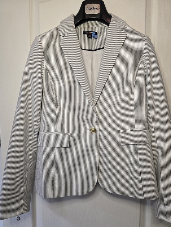 Dalia Collection Jackets & Blazers - Dalia Collection Blue & White Pinstripe Blazer